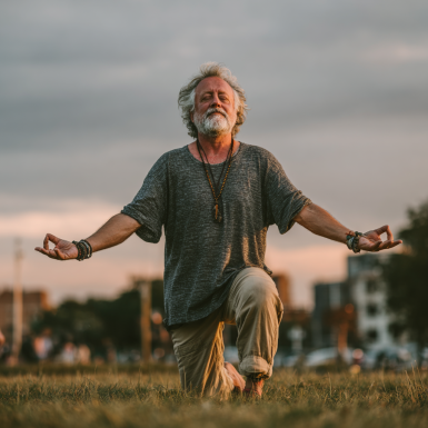 Instructor de yoga ajută un senior